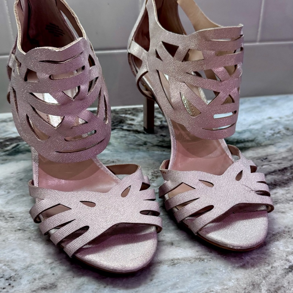 Audrey Brooke Pink Cutout High Heel Sandals